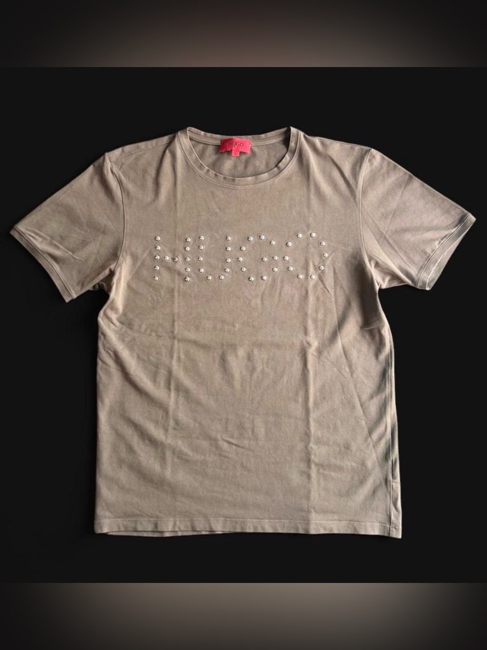 Hugo Boss red label metal studded logo tee women’s size L